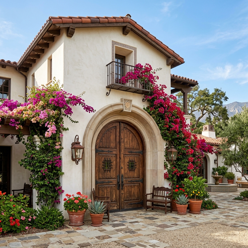 Conceptual lush 2-acre estate entrance